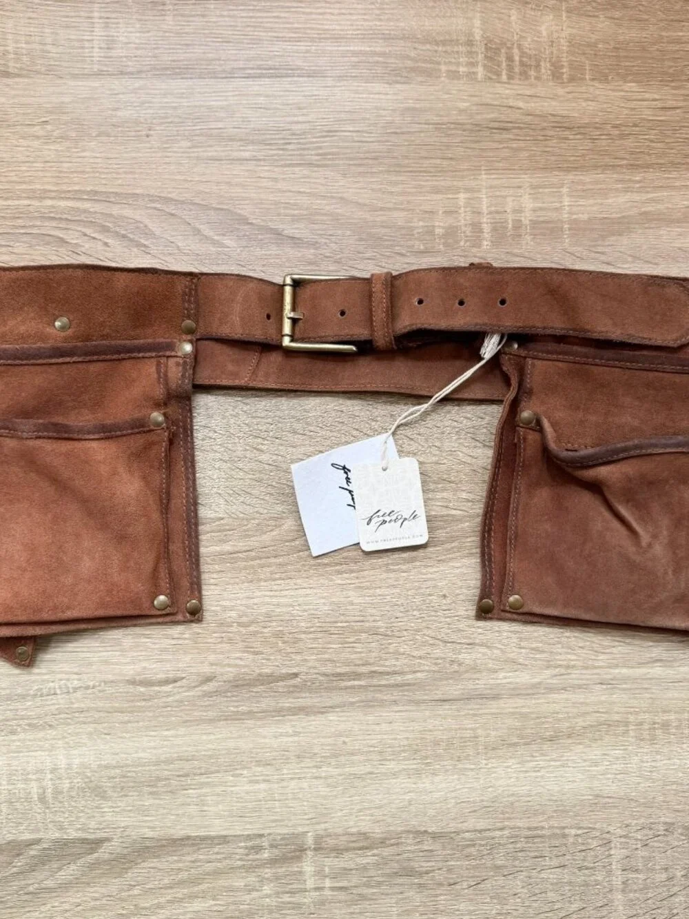 NWT Free People Crew Cargo Pocket Belt Suede Brown M/L